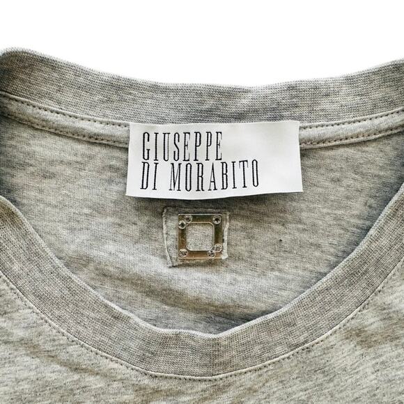 GIUSEPPE DI MORABITO Cropped T-shirt Grey Buckle Size XS Short Sleeve Cotton - Picture 2 of 8